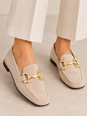 Diba True Beige Suede Loafers Size 8